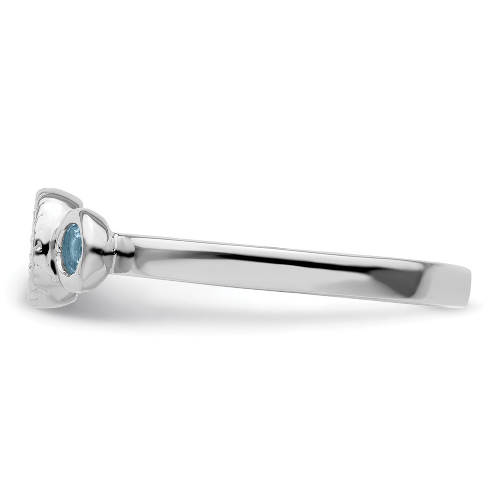 Sterlingsilber Stapelbar Expressions Dbl Rund Aquamarin & Diamant. Ring