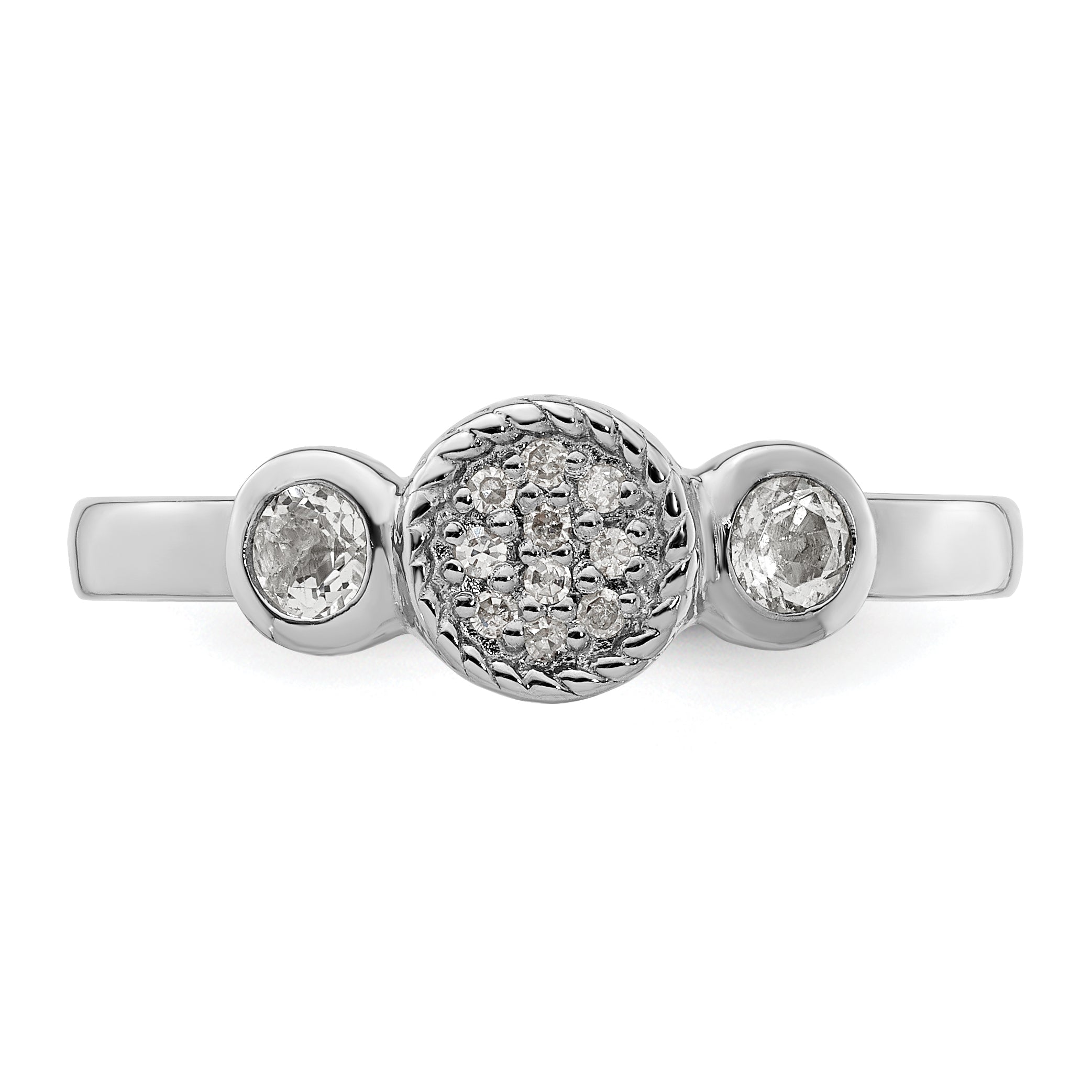 Sterlingsilber Stapelbar Expressions Dbl Rund Weiß Topas & Diamant. Ring