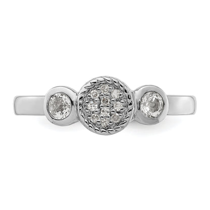 Sterlingsilber Stapelbar Expressions Dbl Rund Weiß Topas & Diamant. Ring