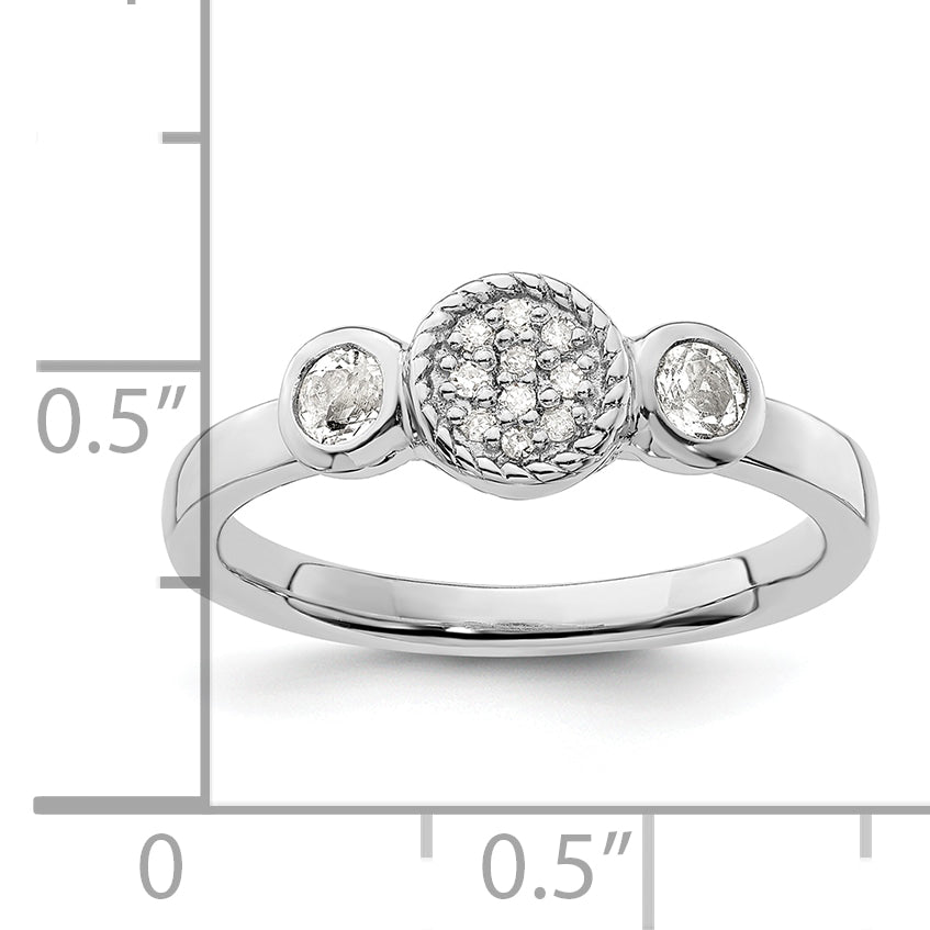 Sterlingsilber Stapelbar Expressions Dbl Rund Weiß Topas & Diamant. Ring