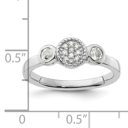 Sterlingsilber Stapelbar Expressions Dbl Rund Weiß Topas & Diamant. Ring
