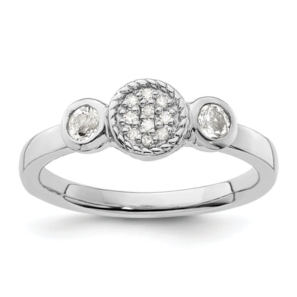 Sterlingsilber Stapelbar Expressions Dbl Rund Weiß Topas & Diamant. Ring