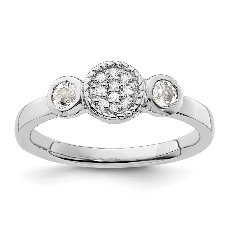 Sterlingsilber Stapelbar Expressions Dbl Rund Weiß Topas & Diamant. Ring