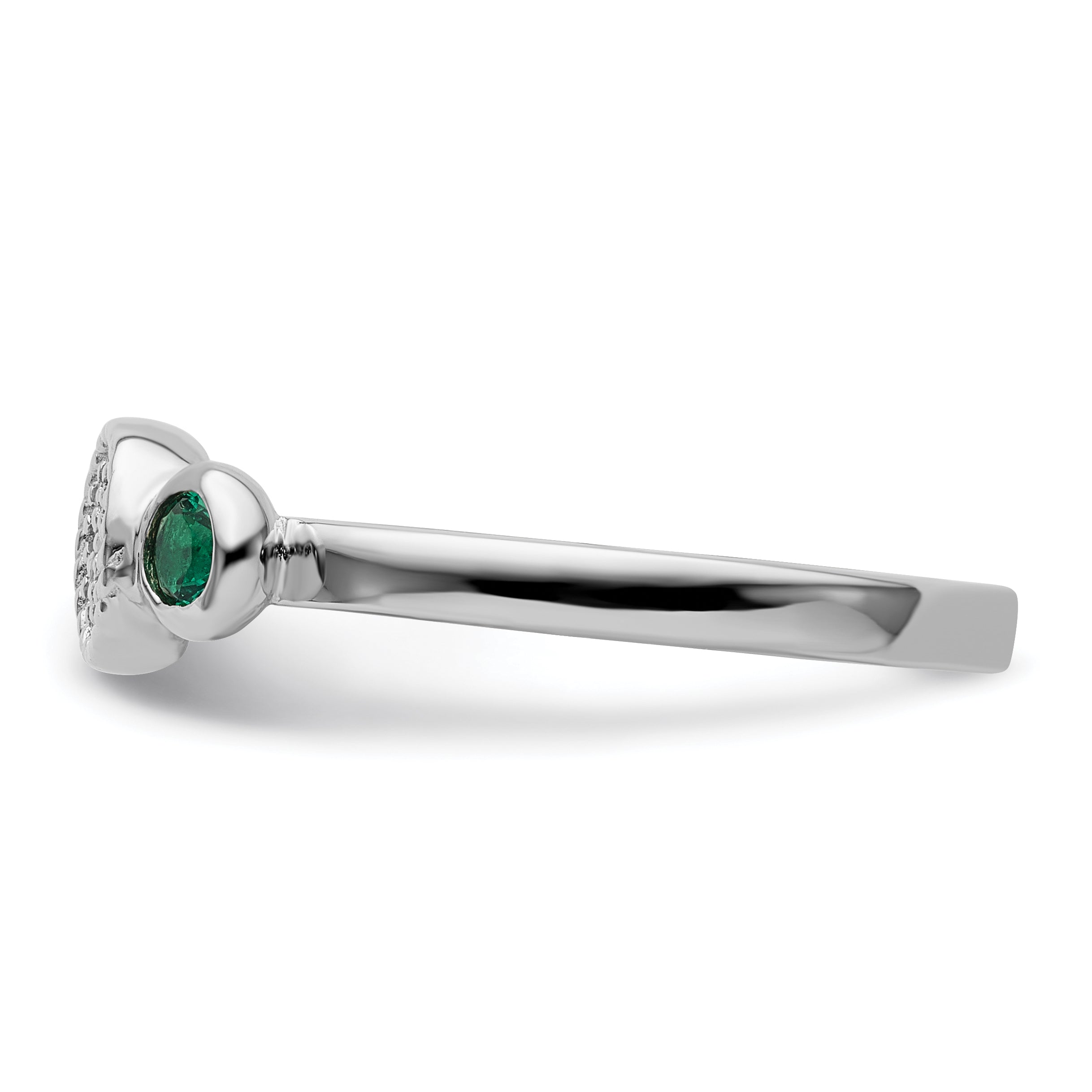 Sterlingsilber Stapelbar Expressions Dbl Rund Cr. Smaragd & Diamant. Ring