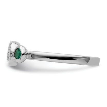 Sterlingsilber Stapelbar Expressions Dbl Rund Cr. Smaragd & Diamant. Ring