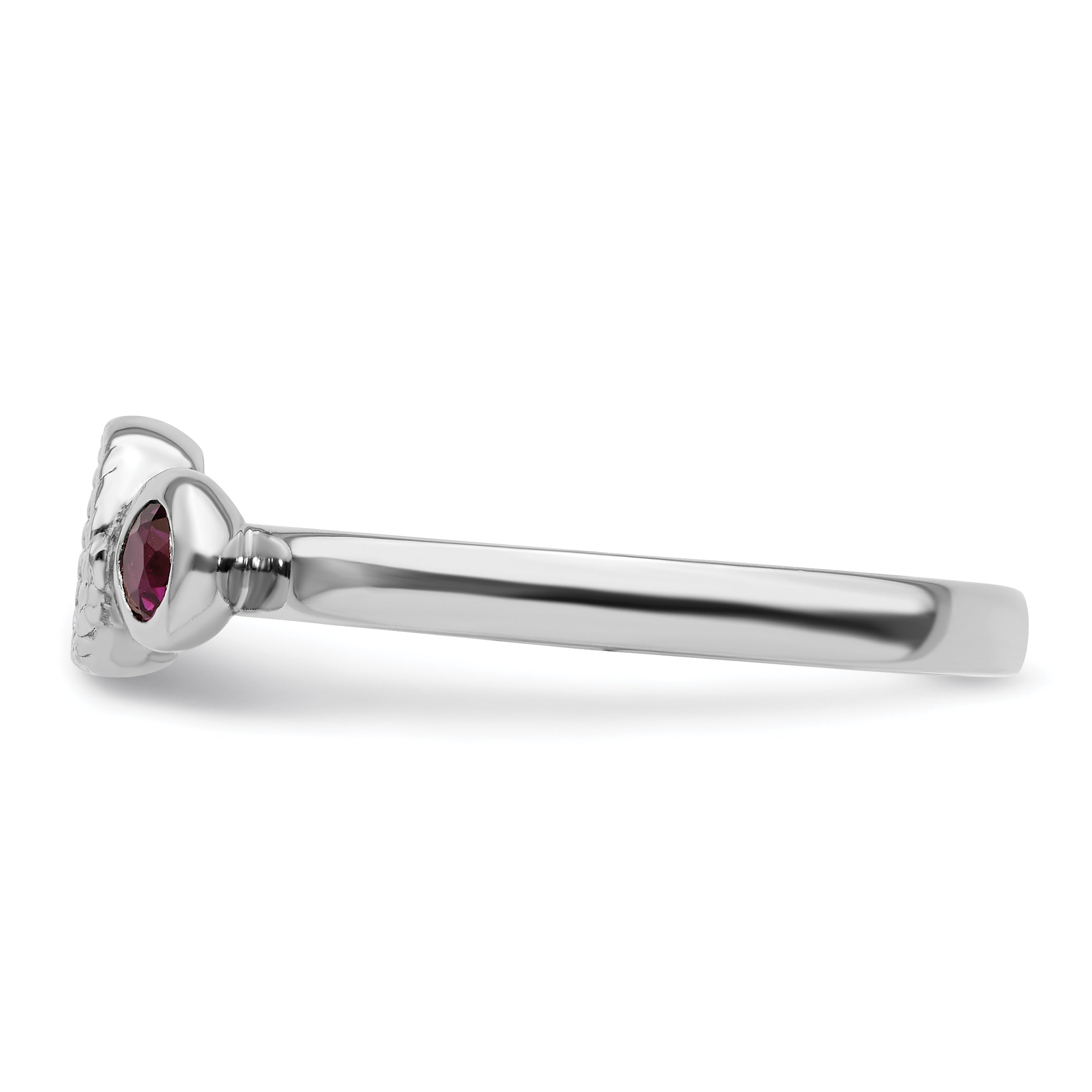 Sterlingsilber Stapelbar Expressions Dbl Rund Rhod. Granat & Diamant. Ring