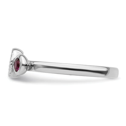 Sterlingsilber Stapelbar Expressions Dbl Rund Rhod. Granat & Diamant. Ring