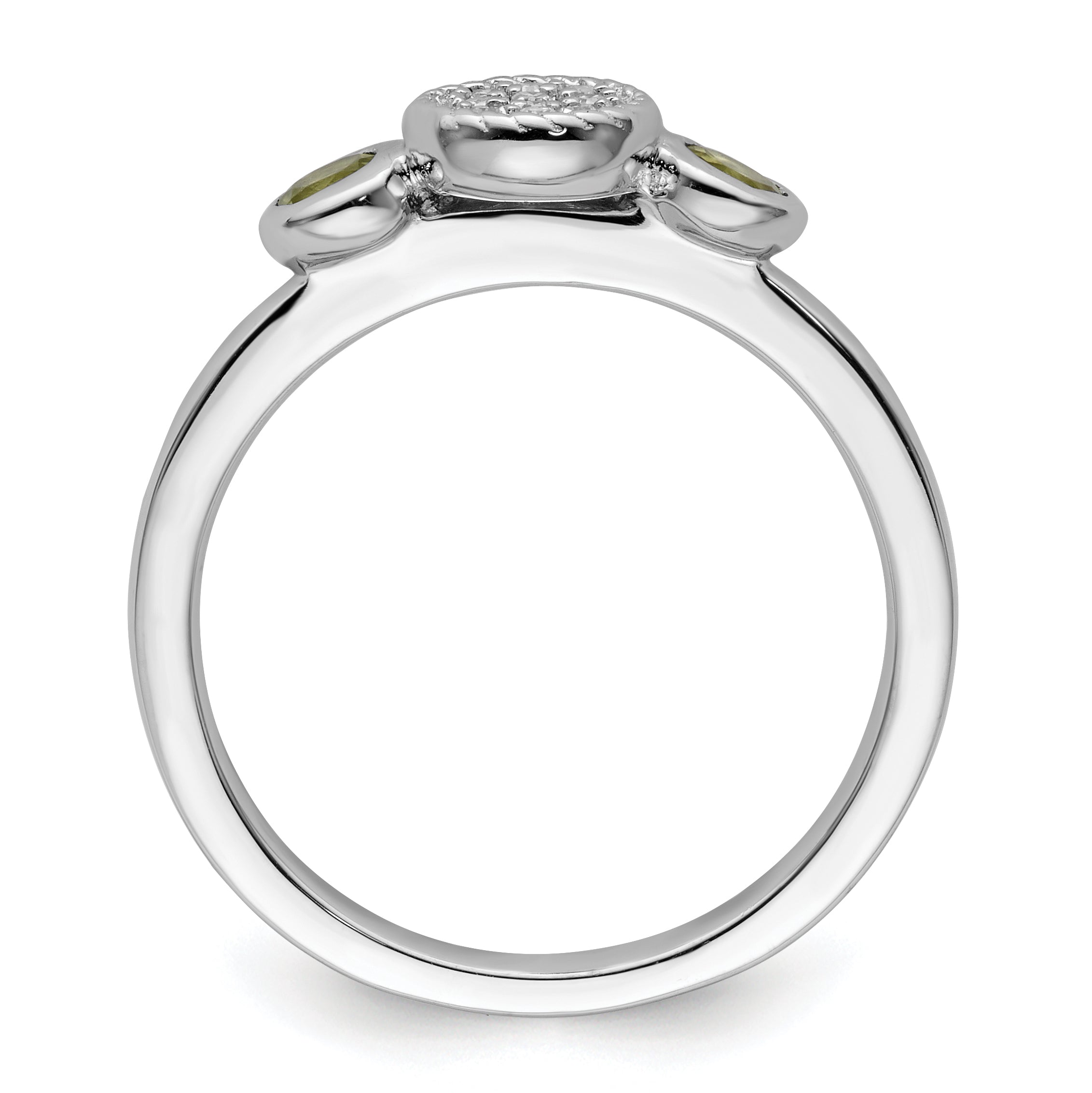 Sterlingsilber Stapelbar Expressions Dbl Rund Peridot & Diamant. Ring
