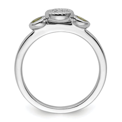 Sterlingsilber Stapelbar Expressions Dbl Rund Peridot & Diamant. Ring
