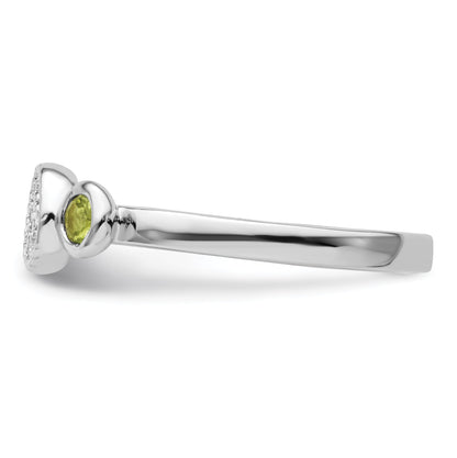 Sterlingsilber Stapelbar Expressions Dbl Rund Peridot & Diamant. Ring