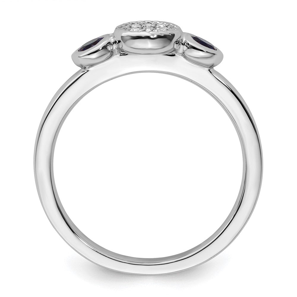 Sterlingsilber Stapelbar Expressions Dbl Rund Cr. Saphir & Diamant. Ring