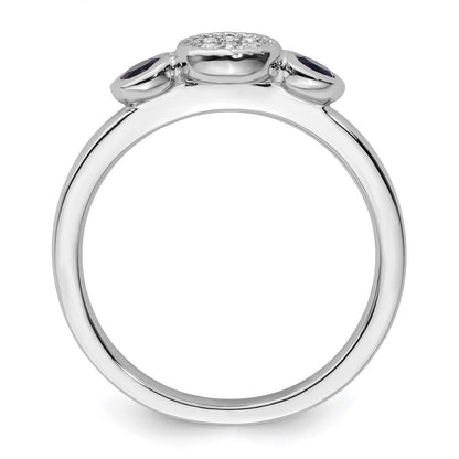Sterlingsilber Stapelbar Expressions Dbl Rund Cr. Saphir & Diamant. Ring