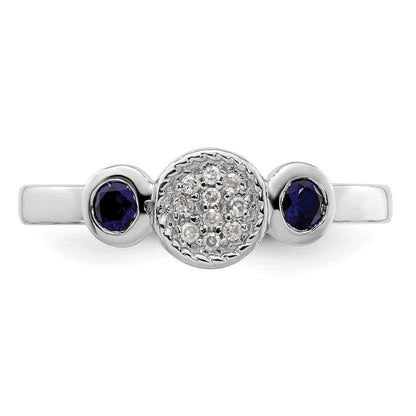 Sterlingsilber Stapelbar Expressions Dbl Rund Cr. Saphir & Diamant. Ring