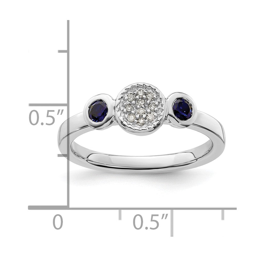 Sterlingsilber Stapelbar Expressions Dbl Rund Cr. Saphir & Diamant. Ring