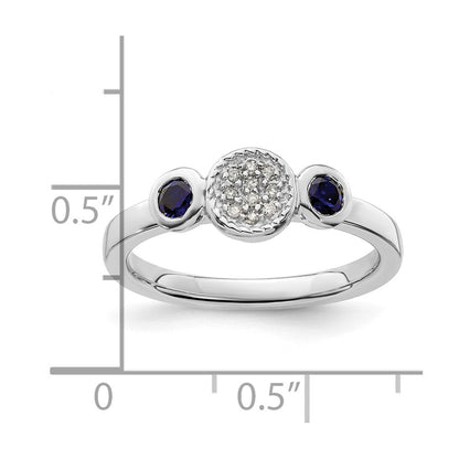 Sterlingsilber Stapelbar Expressions Dbl Rund Cr. Saphir & Diamant. Ring