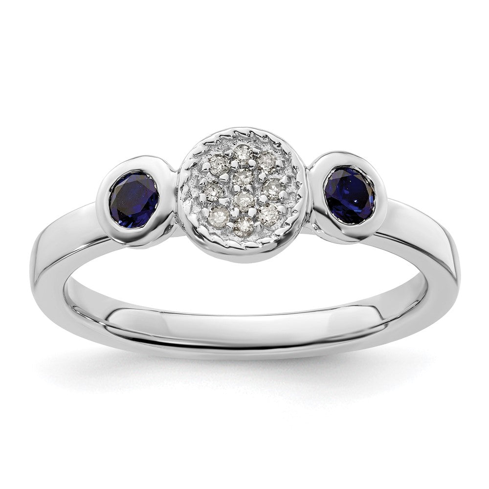Sterlingsilber Stapelbar Expressions Dbl Rund Cr. Saphir & Diamant. Ring