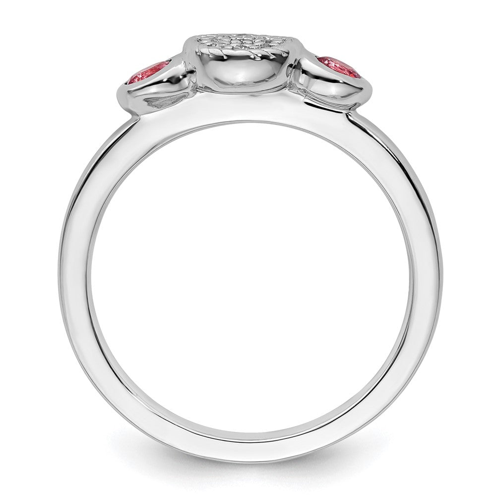 Sterlingsilber Stapelbar Expressions Dbl Rund Rosa Tourm. & Diamant. Ring