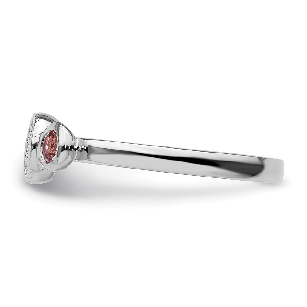 Sterlingsilber Stapelbar Expressions Dbl Rund Rosa Tourm. & Diamant. Ring
