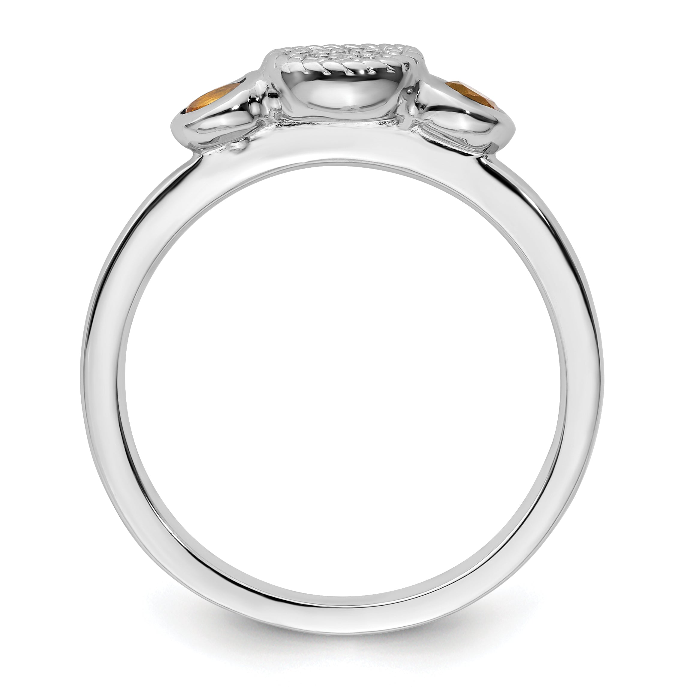 Sterlingsilber Stapelbar Expressions Dbl Rund Citrin & Diamant. Ring