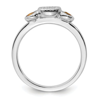 Sterlingsilber Stapelbar Expressions Dbl Rund Citrin & Diamant. Ring