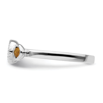 Sterlingsilber Stapelbar Expressions Dbl Rund Citrin & Diamant. Ring