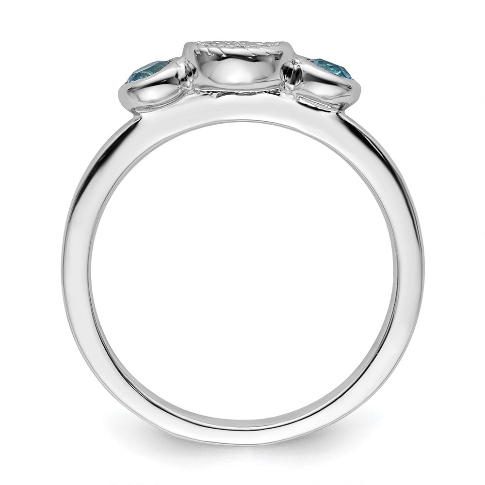 Sterlingsilber Stapelbar Expressions Dbl Rund Blautopas & Diamant. Ring