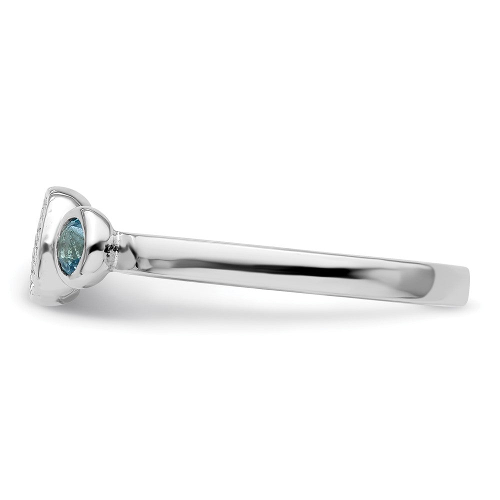 Sterlingsilber Stapelbar Expressions Dbl Rund Blautopas & Diamant. Ring