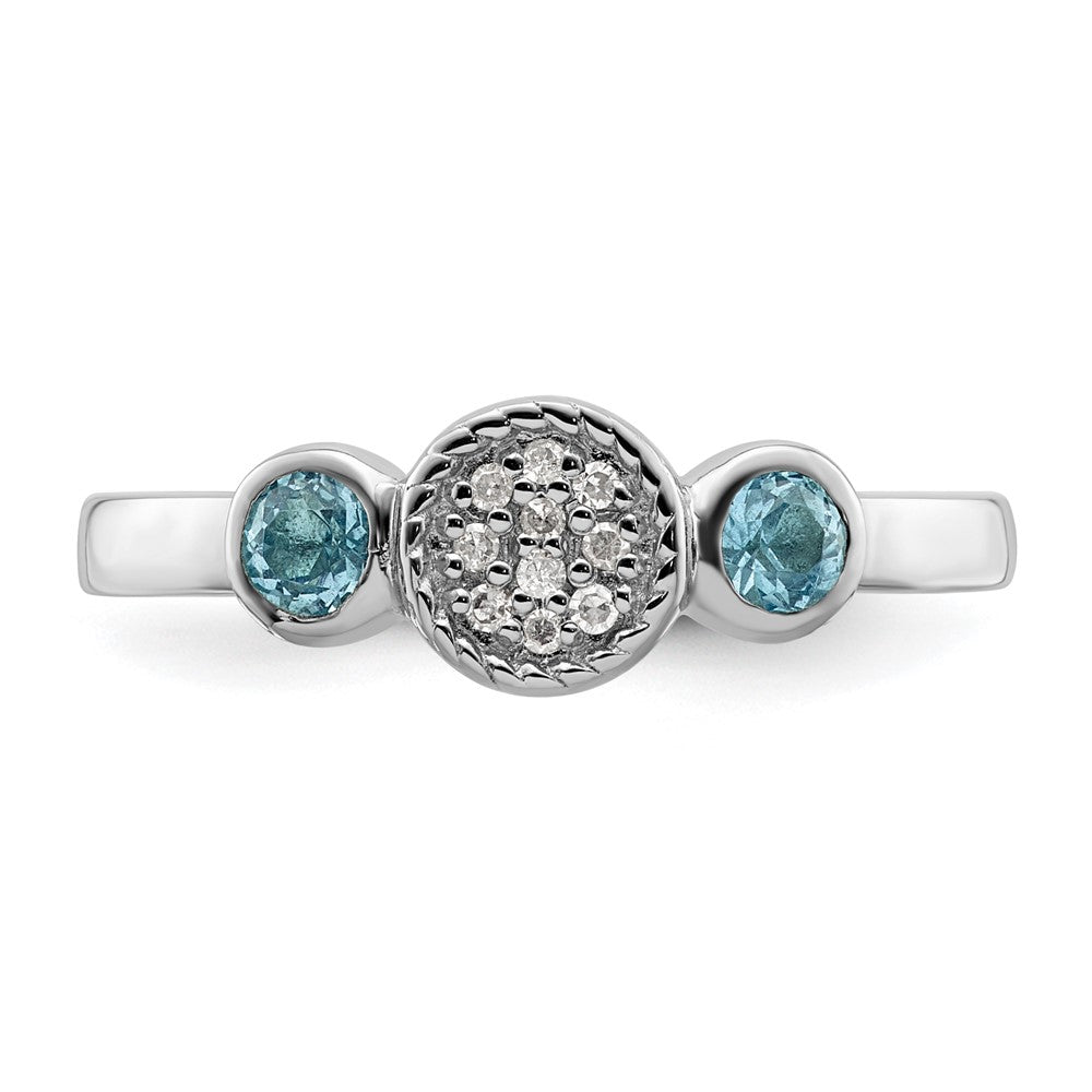 Sterlingsilber Stapelbar Expressions Dbl Rund Blautopas & Diamant. Ring