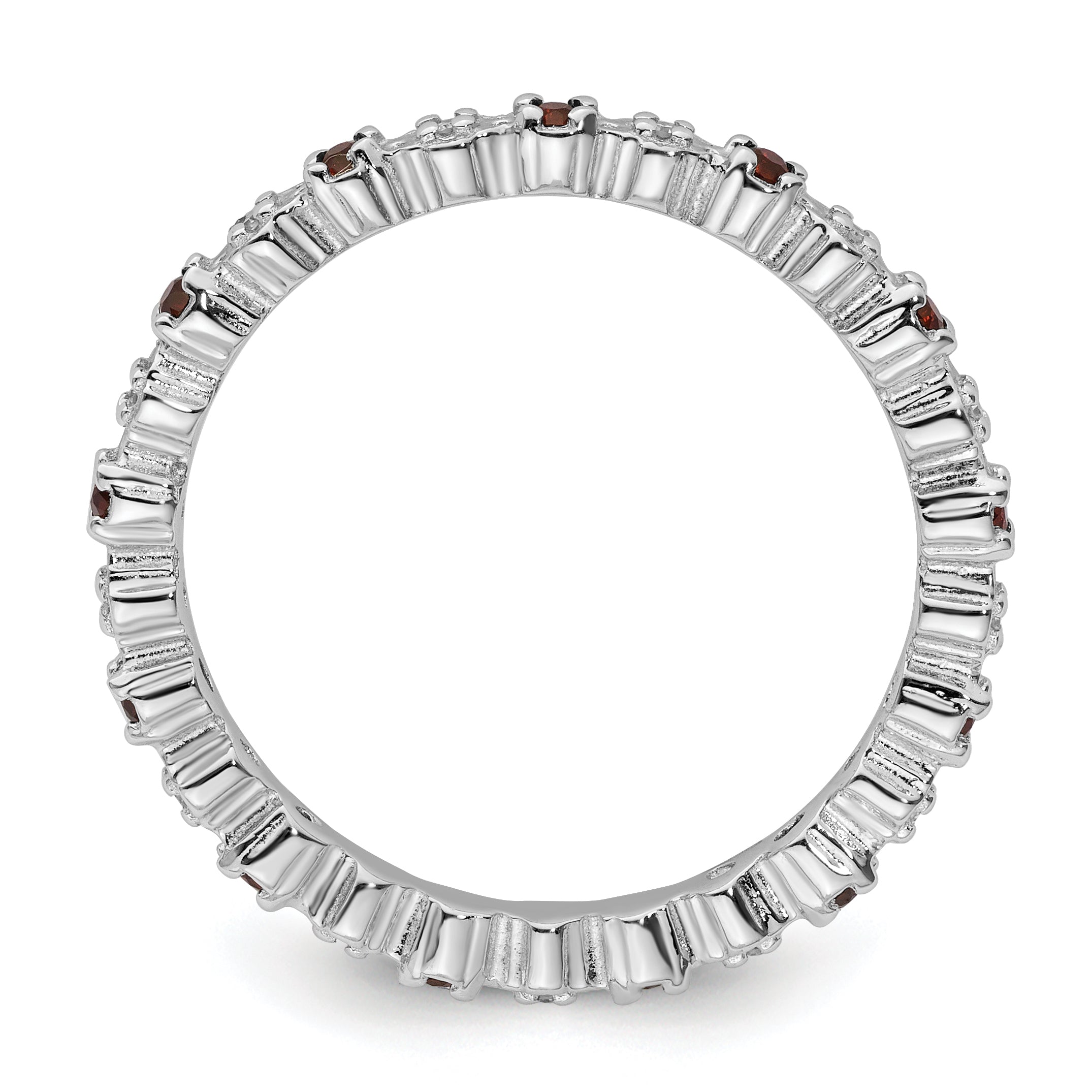 Sterlingsilber Stapelbar Expressions Granat & Diamant Ring