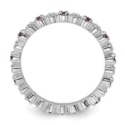 Sterlingsilber Stapelbar Expressions Granat & Diamant Ring