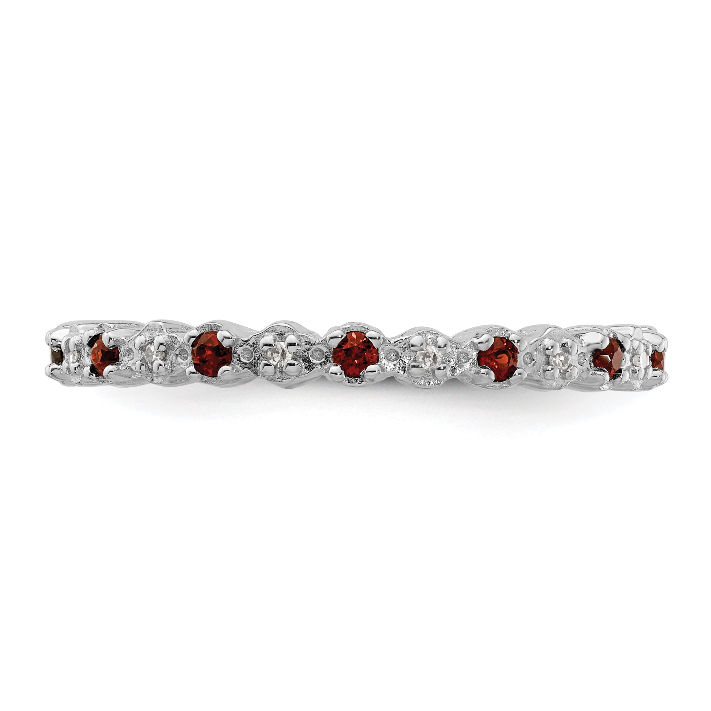 Sterlingsilber Stapelbar Expressions Granat & Diamant Ring