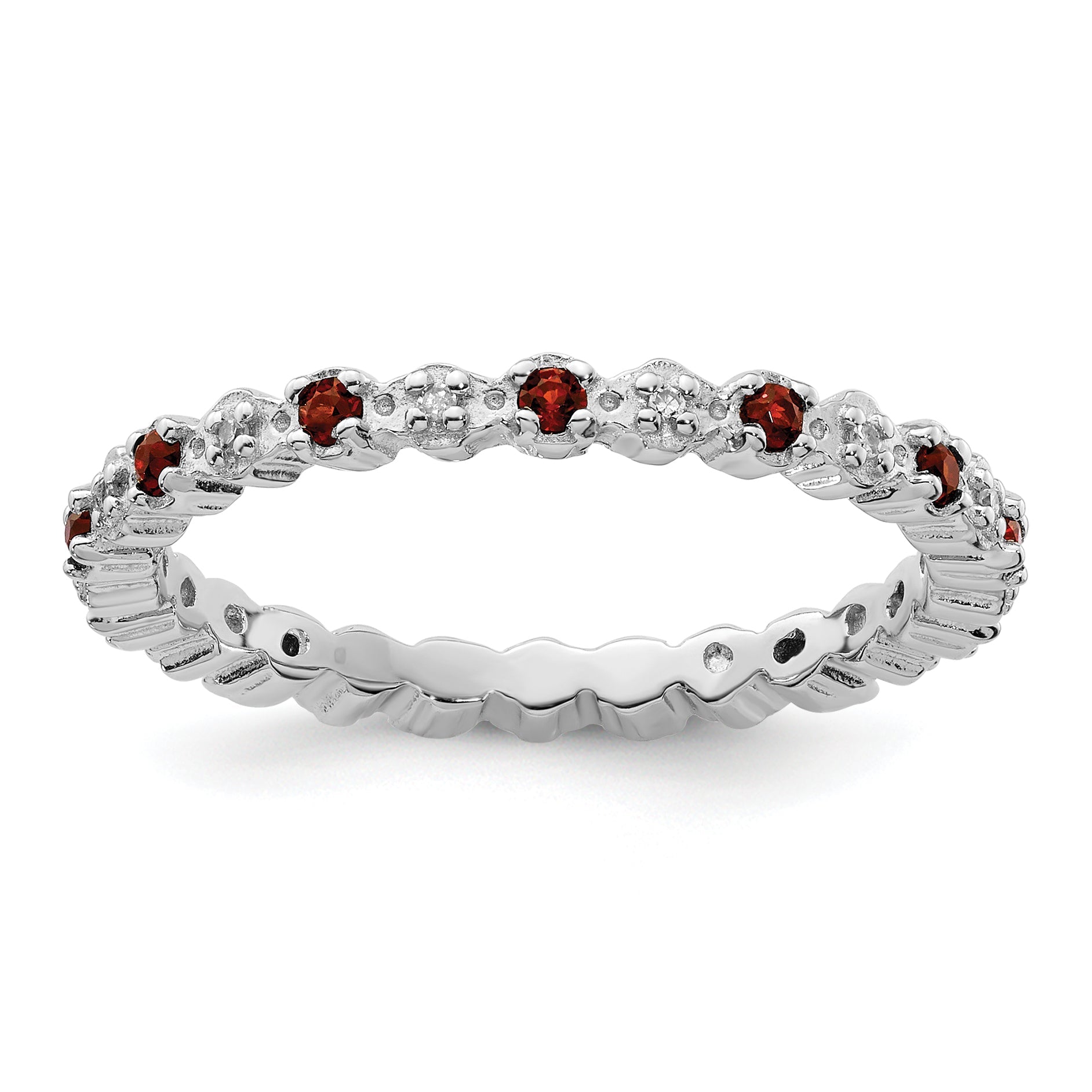 Sterlingsilber Stapelbar Expressions Granat & Diamant Ring