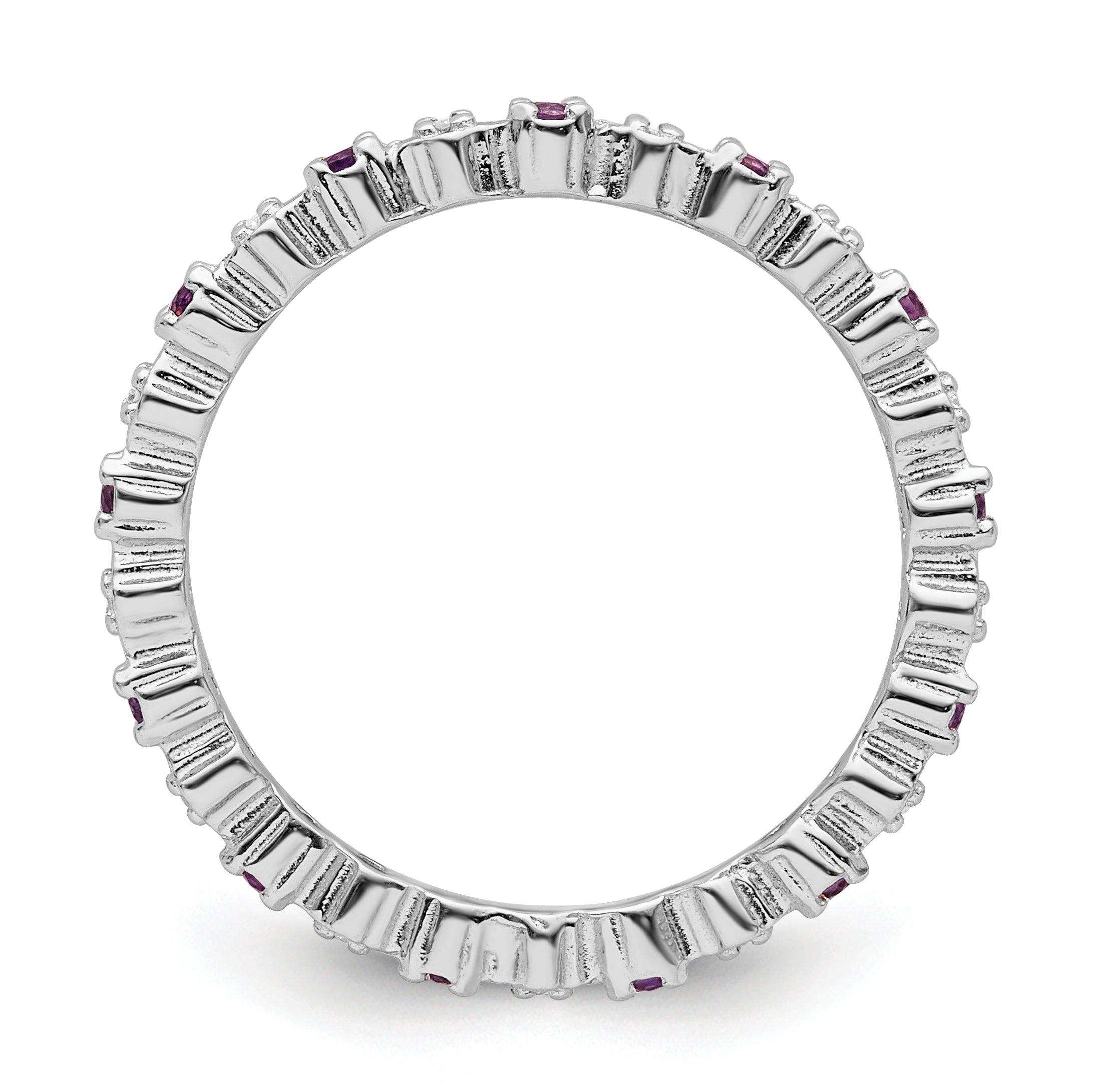 Sterlingsilber Stapelbar Expressions Amethyst & Diamant Ring