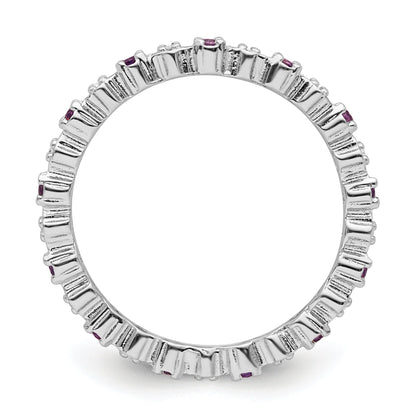Sterlingsilber Stapelbar Expressions Amethyst & Diamant Ring