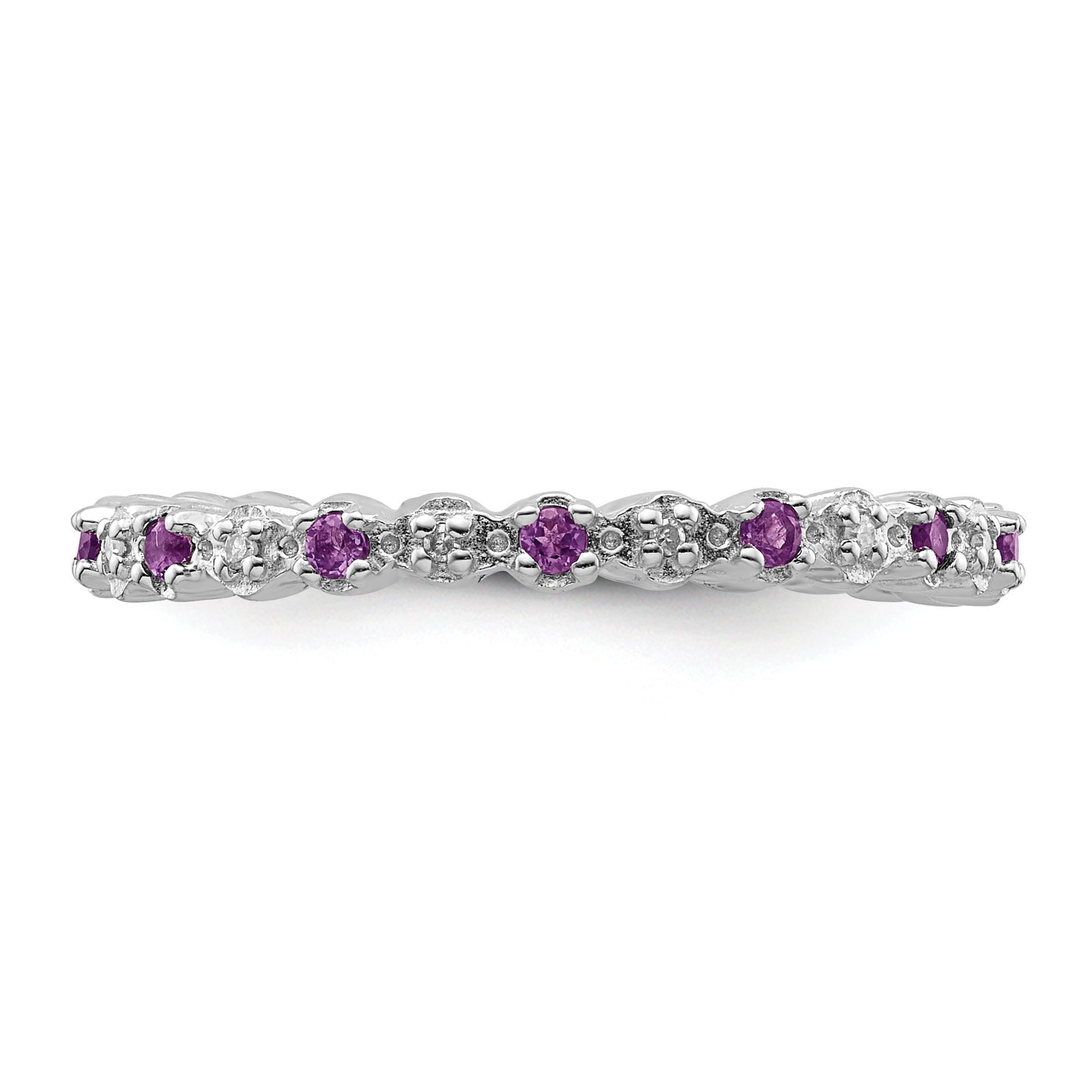 Sterlingsilber Stapelbar Expressions Amethyst & Diamant Ring