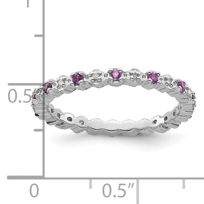 Sterlingsilber Stapelbar Expressions Amethyst & Diamant Ring
