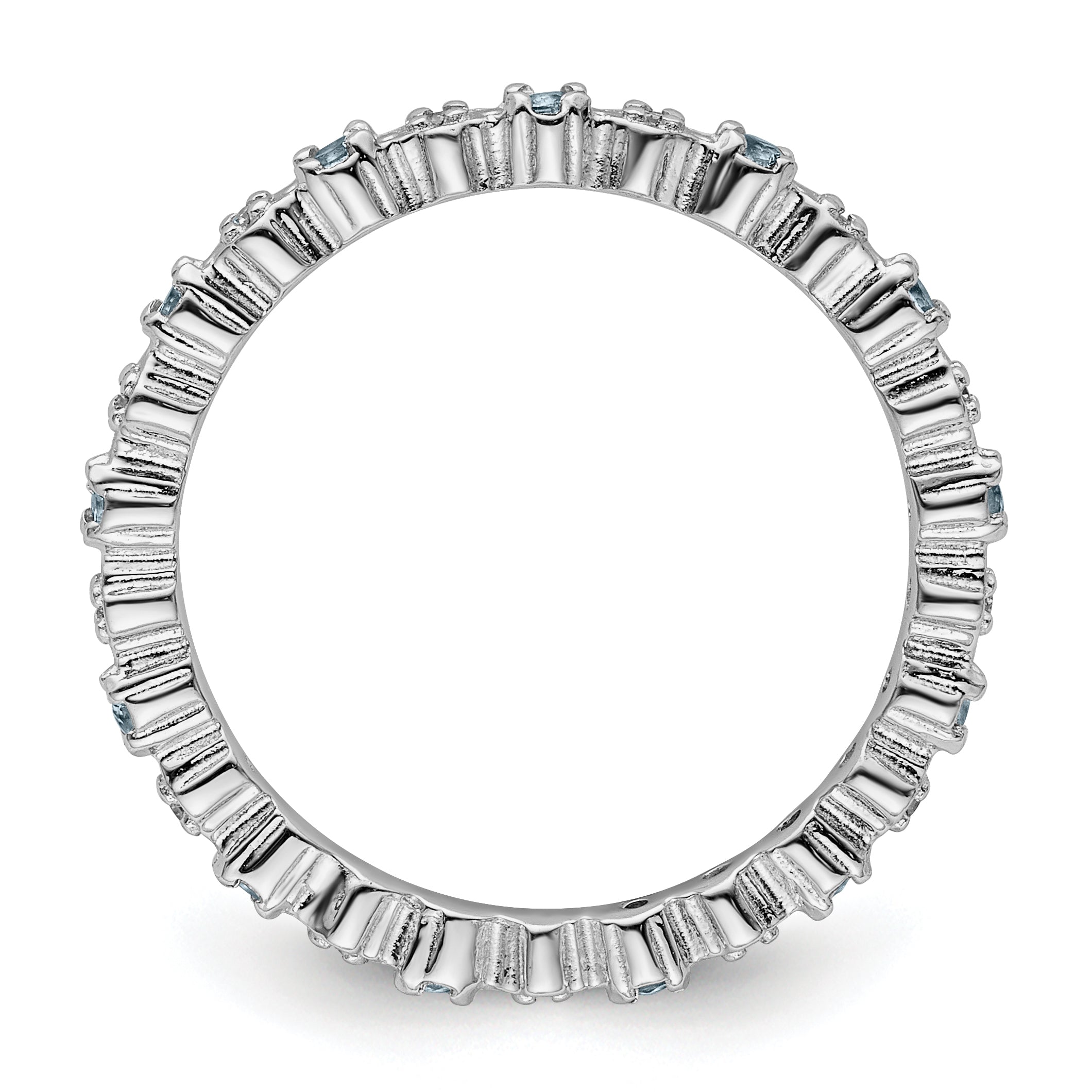 Sterlingsilber Stapelbar Expressions Aquamarin & Diamant Ring