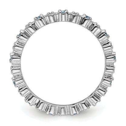 Sterlingsilber Stapelbar Expressions Aquamarin & Diamant Ring