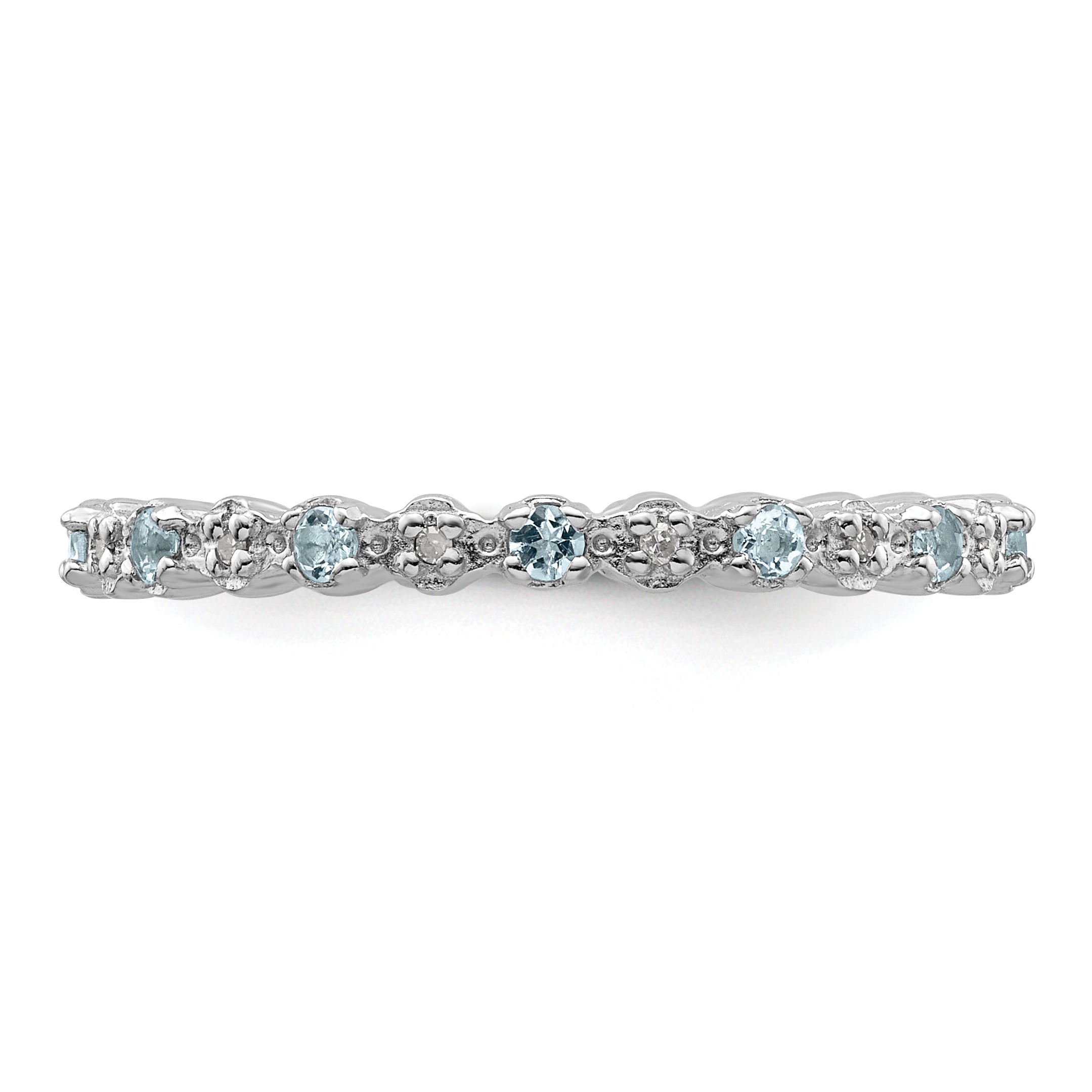 Sterlingsilber Stapelbar Expressions Aquamarin & Diamant Ring
