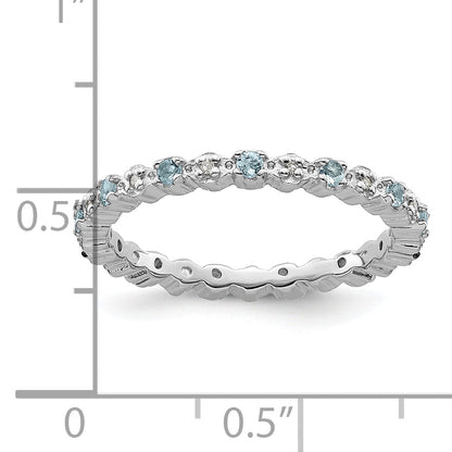 Sterlingsilber Stapelbar Expressions Aquamarin & Diamant Ring
