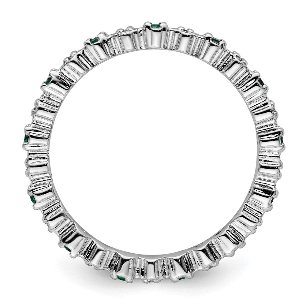 Sterlingsilber Stapelbar Expressions Cr. Smaragd & Diamant Ring