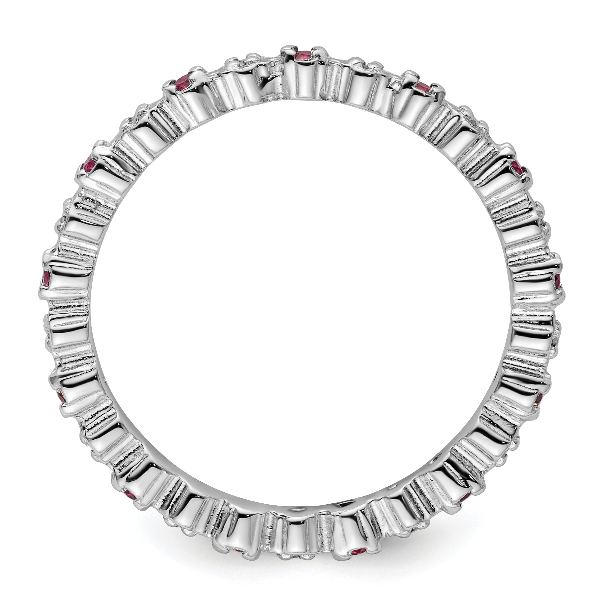 Sterlingsilber Stapelbar Expressions Rhod. Granat & Diamant Ring