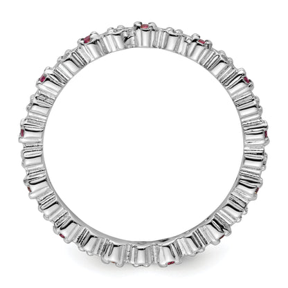 Sterlingsilber Stapelbar Expressions Rhod. Granat & Diamant Ring
