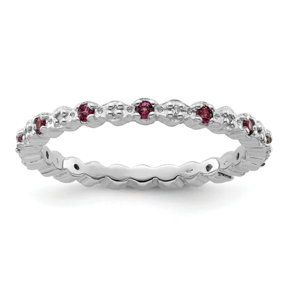 Sterlingsilber Stapelbar Expressions Rhod. Granat & Diamant Ring