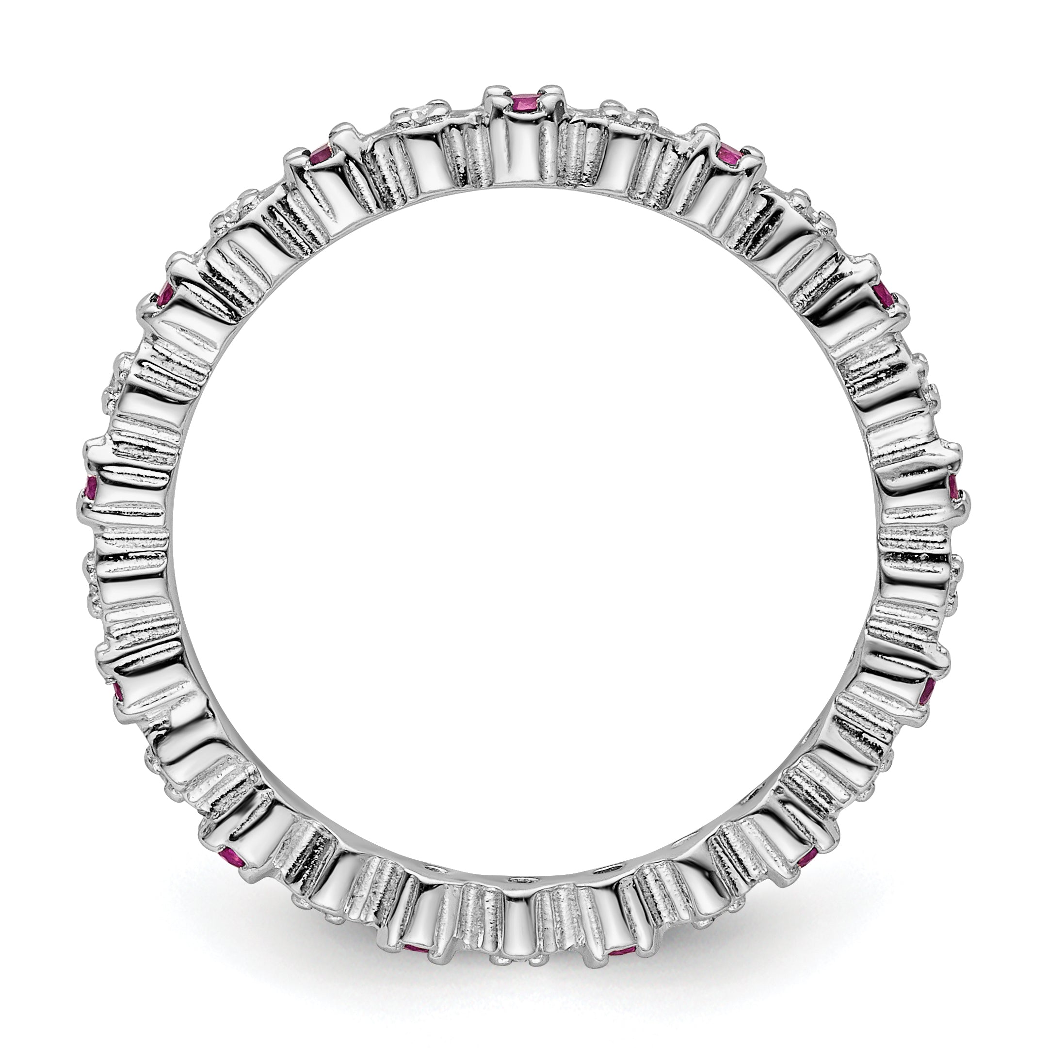 Sterlingsilber Stapelbar Expressions Cr. Rubin & Diamant Ring