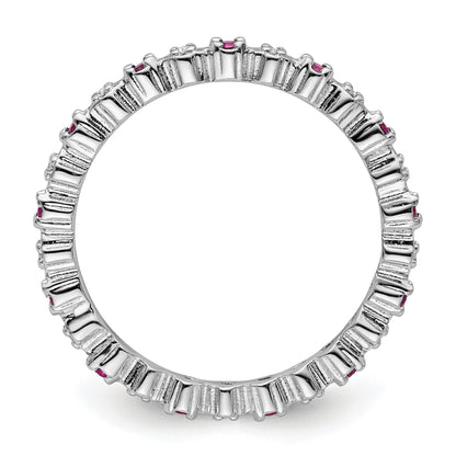 Sterlingsilber Stapelbar Expressions Cr. Rubin & Diamant Ring