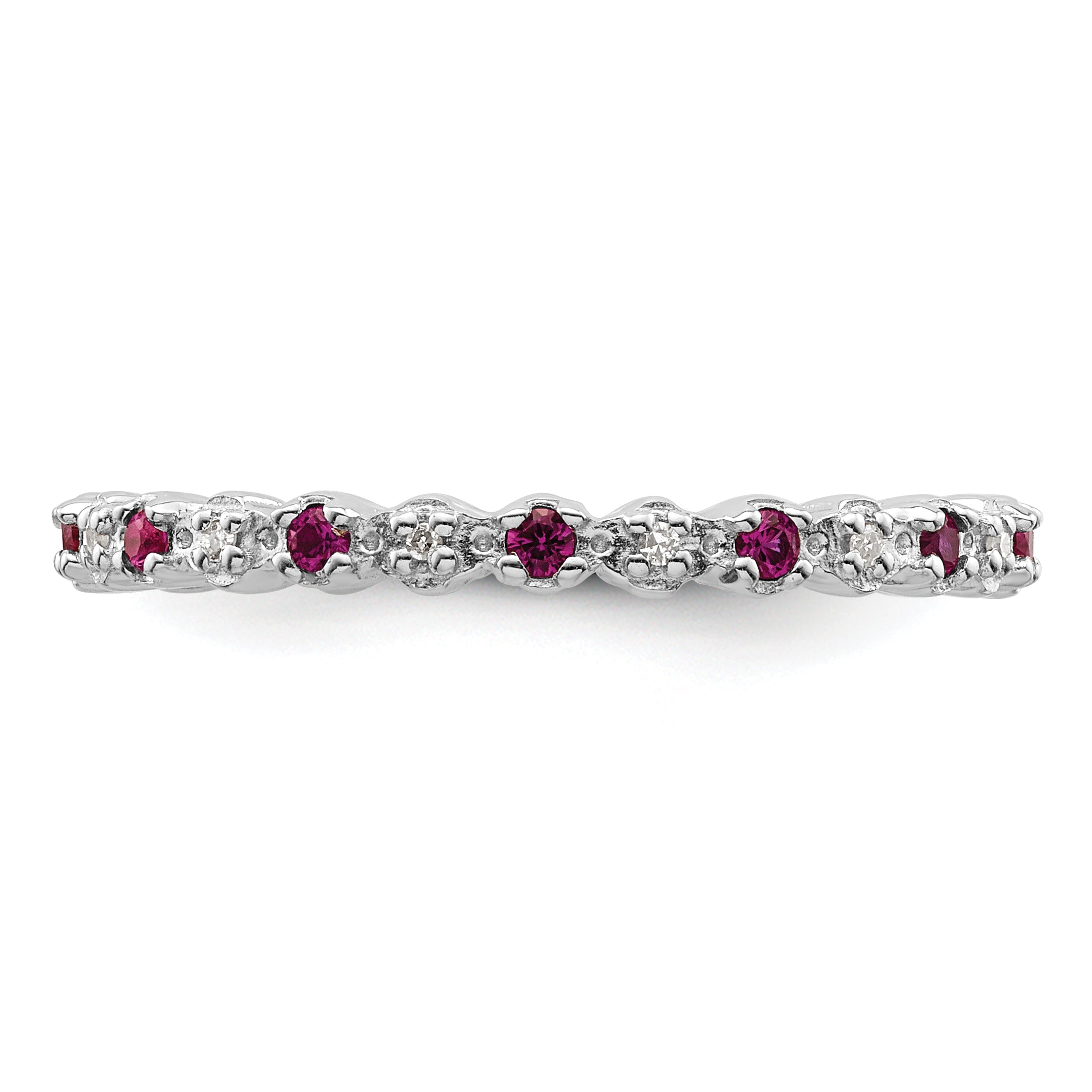 Sterlingsilber Stapelbar Expressions Cr. Rubin & Diamant Ring