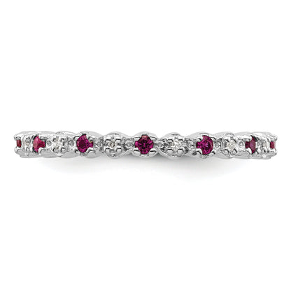 Sterlingsilber Stapelbar Expressions Cr. Rubin & Diamant Ring