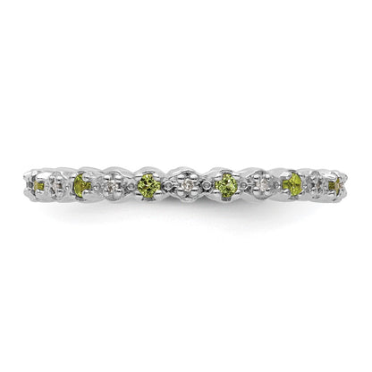 Sterlingsilber Stapelbar Expressions Peridot & Diamant Ring