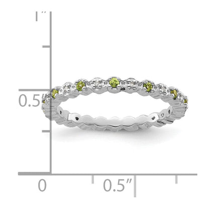 Sterlingsilber Stapelbar Expressions Peridot & Diamant Ring